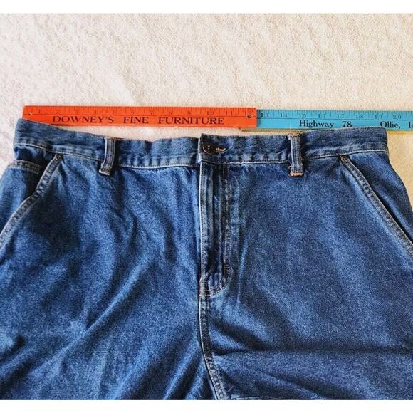 Northwest Territory Blue Denim Cargo Shorts Carpenter Jorts Size 38 Y2K Utility - Picture 5 of 11